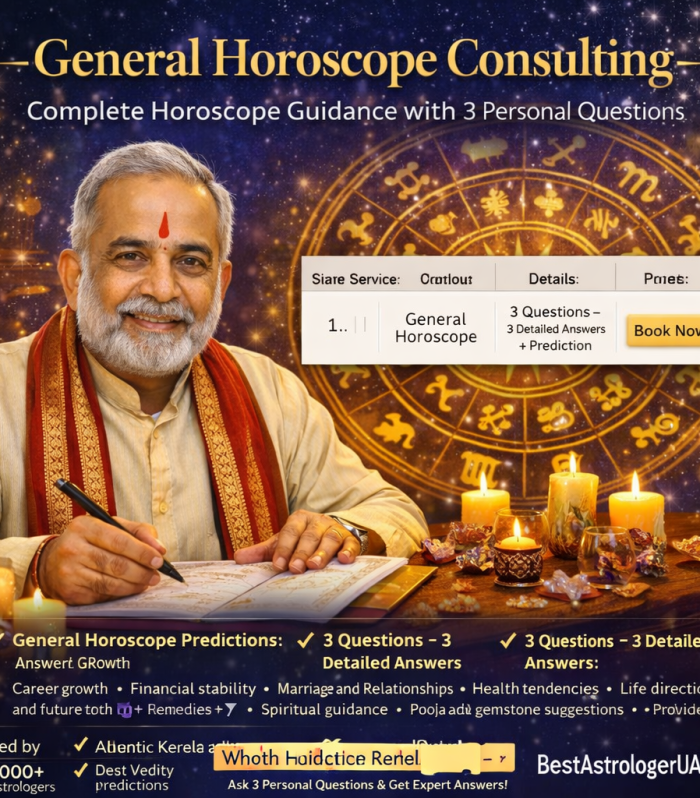 General horoscope consulting UAE with Kerala astrologer providing 3 question astrology guidance and detailed horoscope prediction bestastrologeruae.com